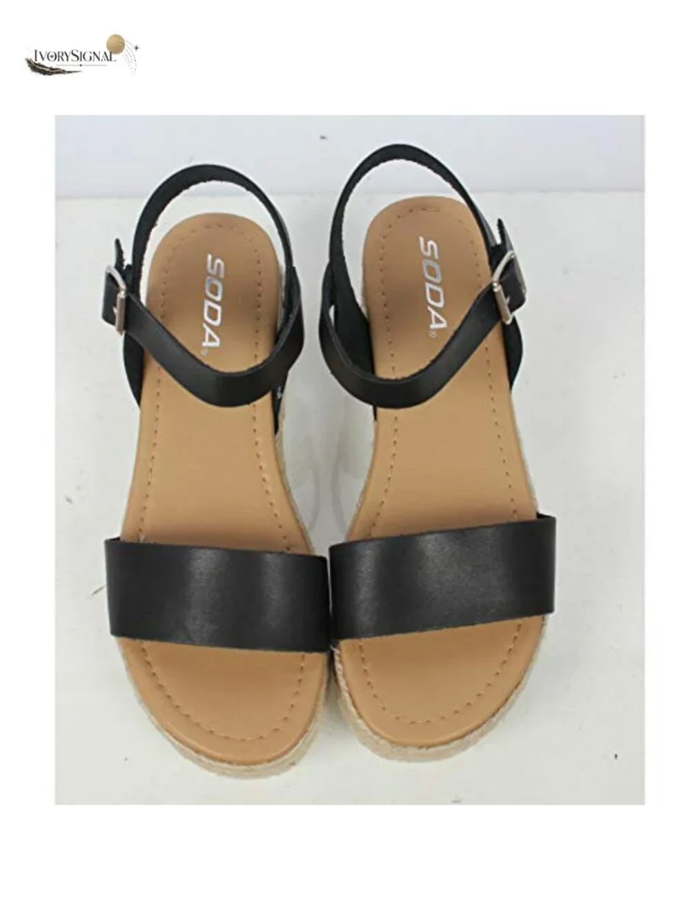 Faux Leather Espadrille Wedge Sandals Ankle Strap Open Toe Flatform